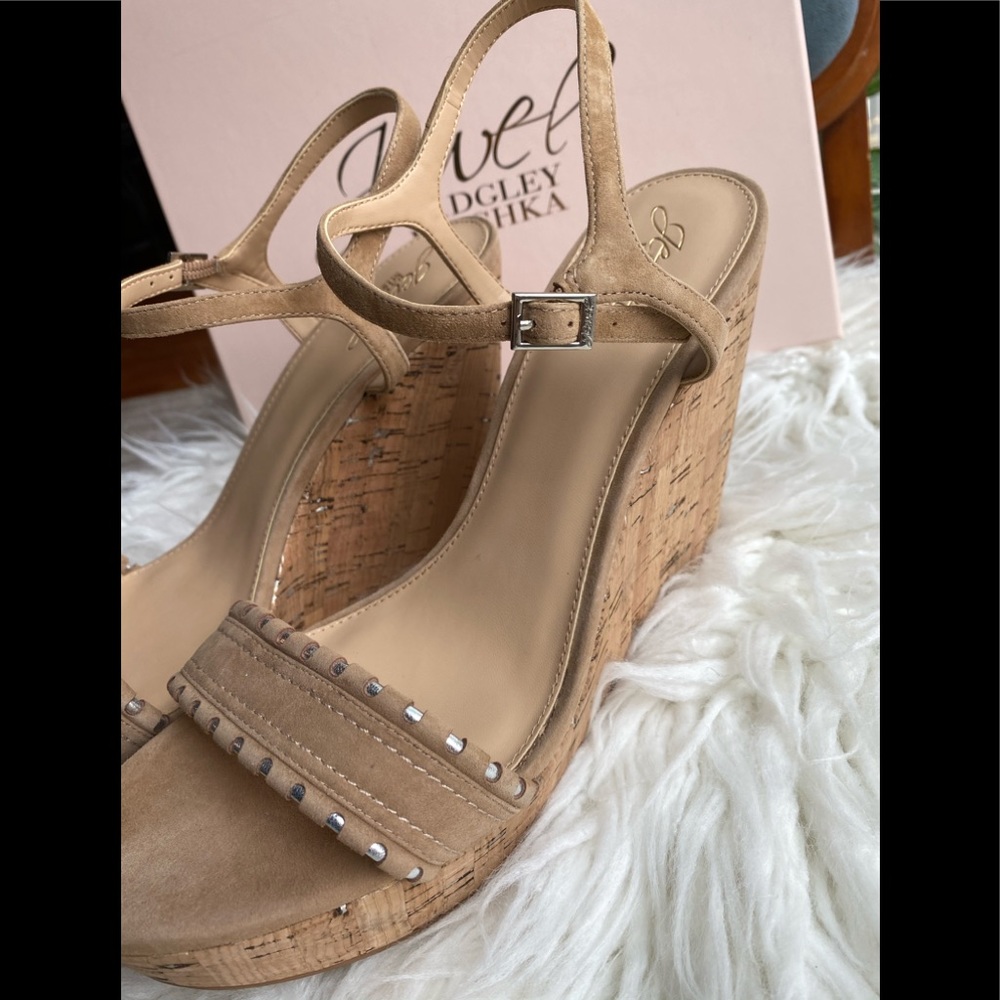 Badgley Mischka Gina Wedge Leather Platform Sandal